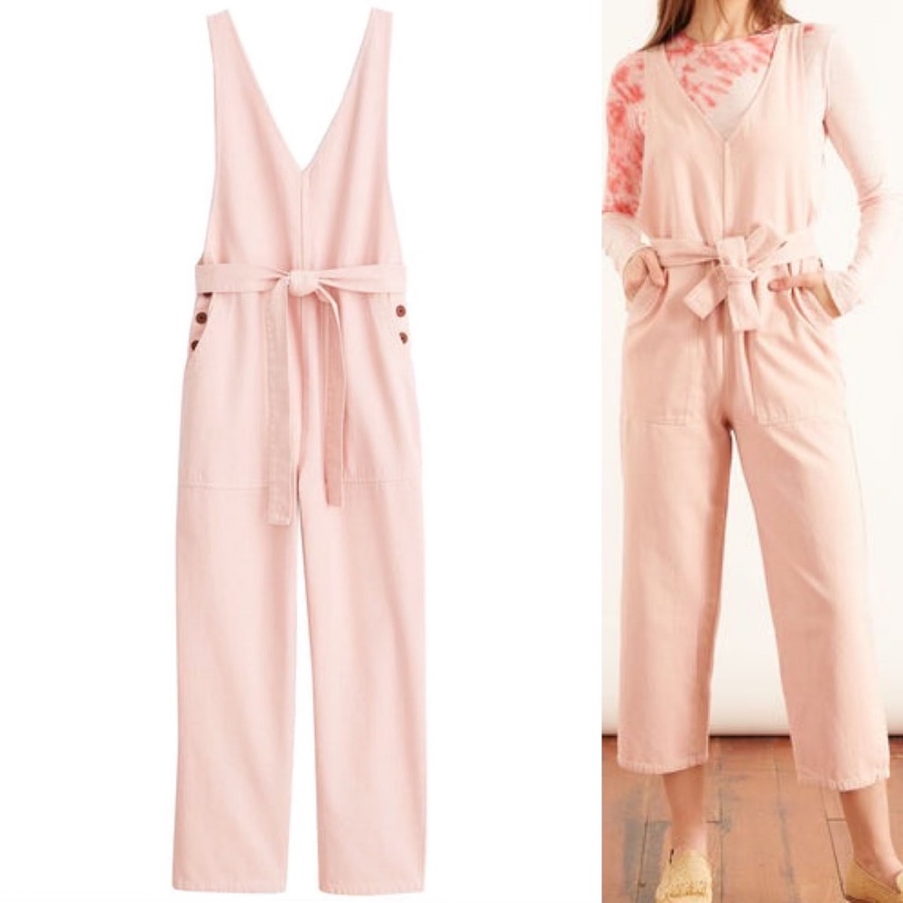 Alex Mill Ollie Upcycled Denim belted Overall Pale Pink women’s XL